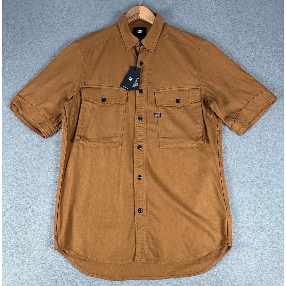 G Star Raw Shirt Mens Medium Brown Type C Cargo Pocket Denim Utility New
